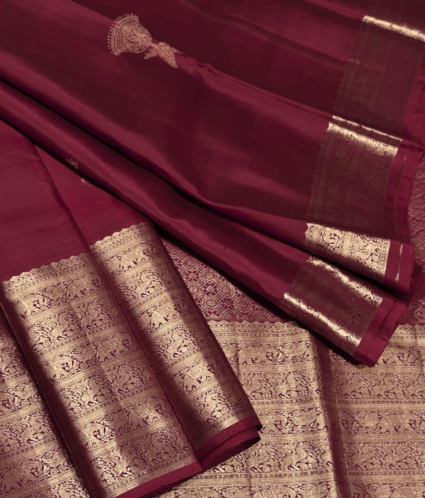 Maroon Zari Border Traditional Kancheepuram Silk Saree
